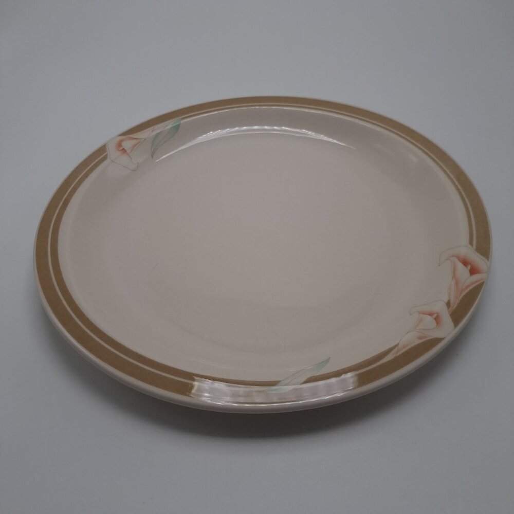 Syracuse China Calla Lily Oval Dinner Plate Cream & Brown Floral Design 15-A